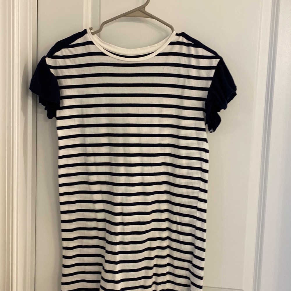 Girls size XL 12 navy and white stripe dress